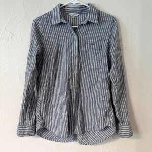 Lucky Brand Women's Small Long Sleeve Stripe Woven Button Down Shirt
